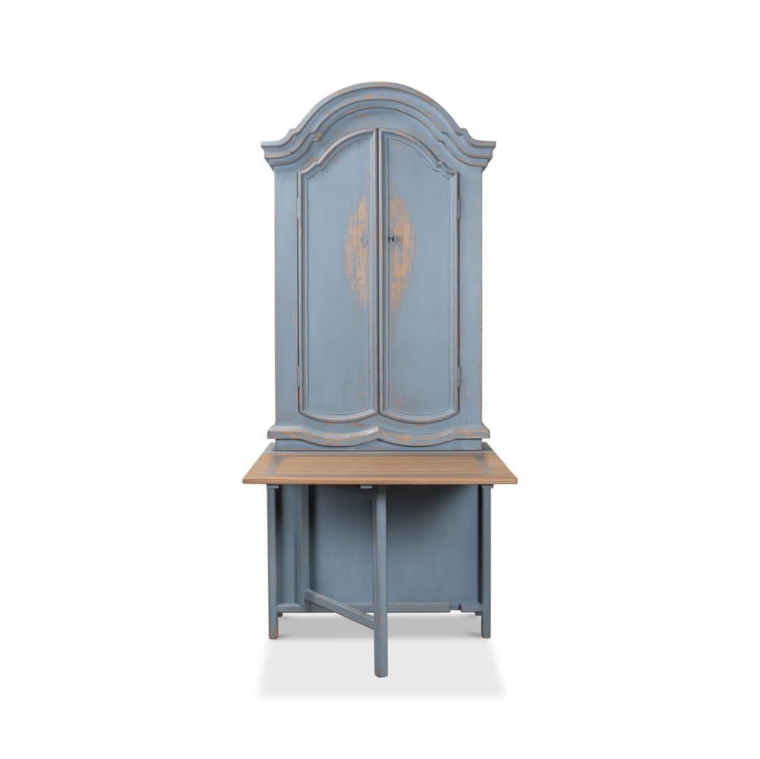 French Country Blue Painted Secretary In New Condition For Sale In Westwood, NJ
