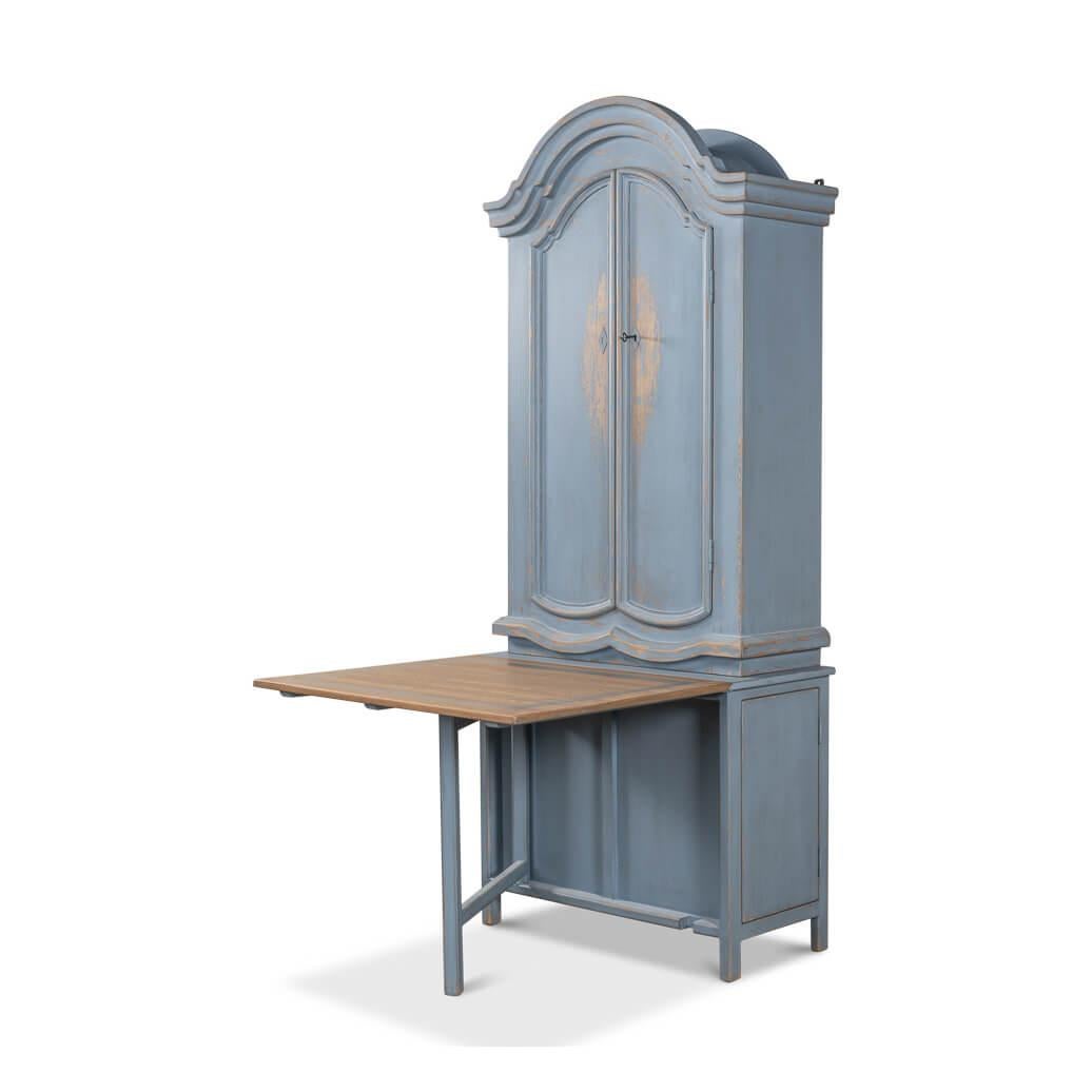 French Country Blue Painted Secretary For Sale