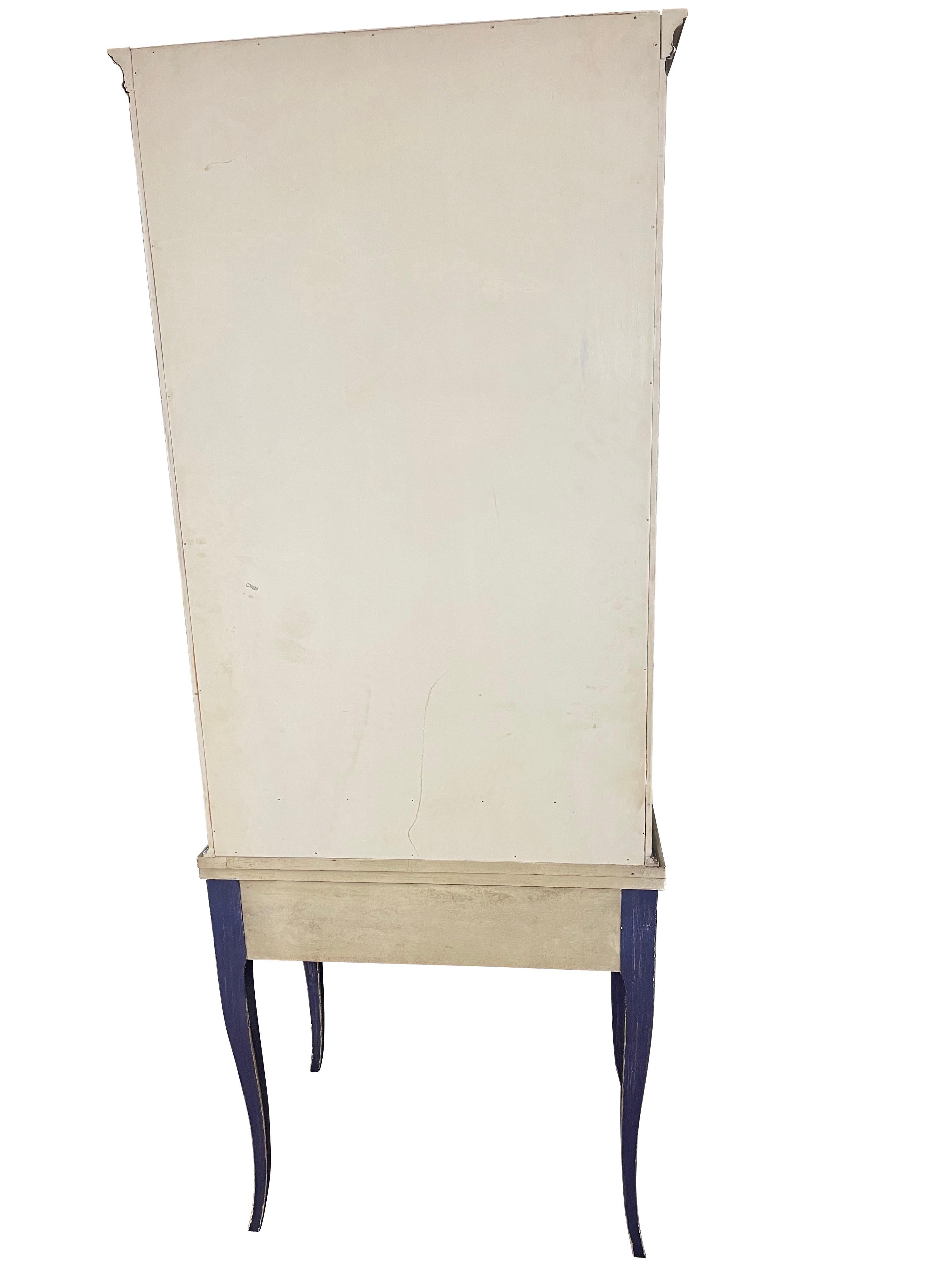 Pierre Deux French Country Blue Secretaire Desk with Wire Doors 6