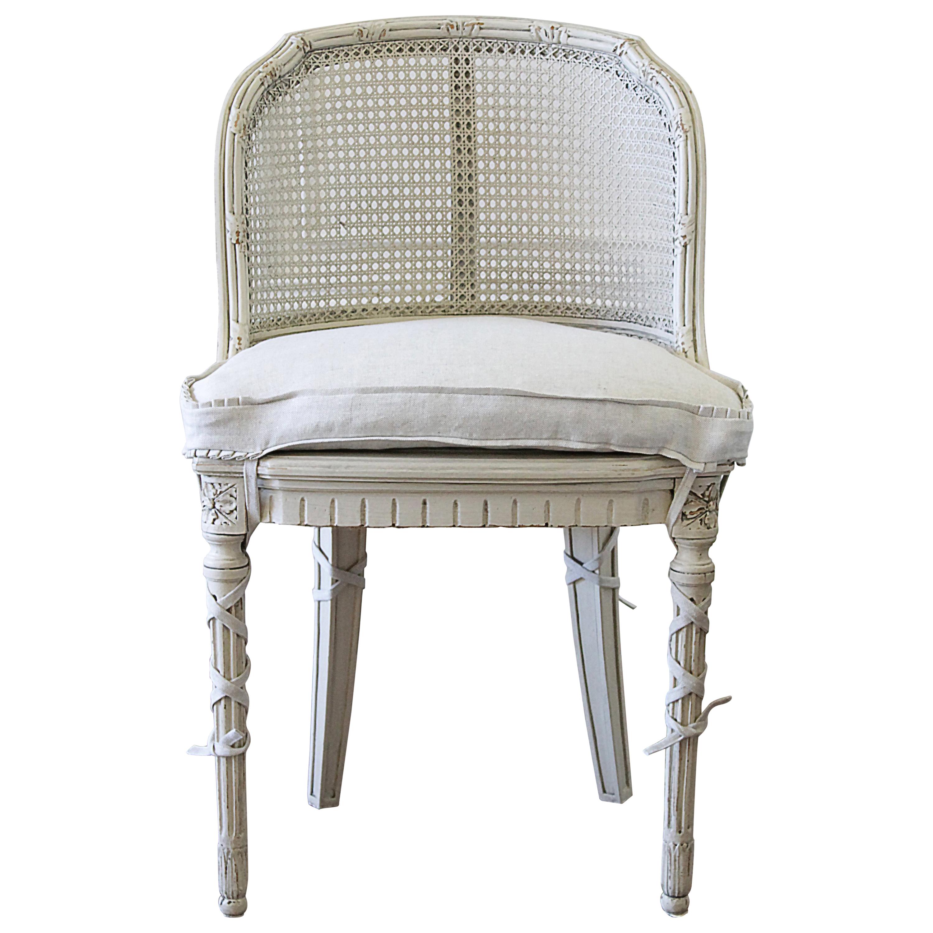 French Country Cane Back Vanity Chair
