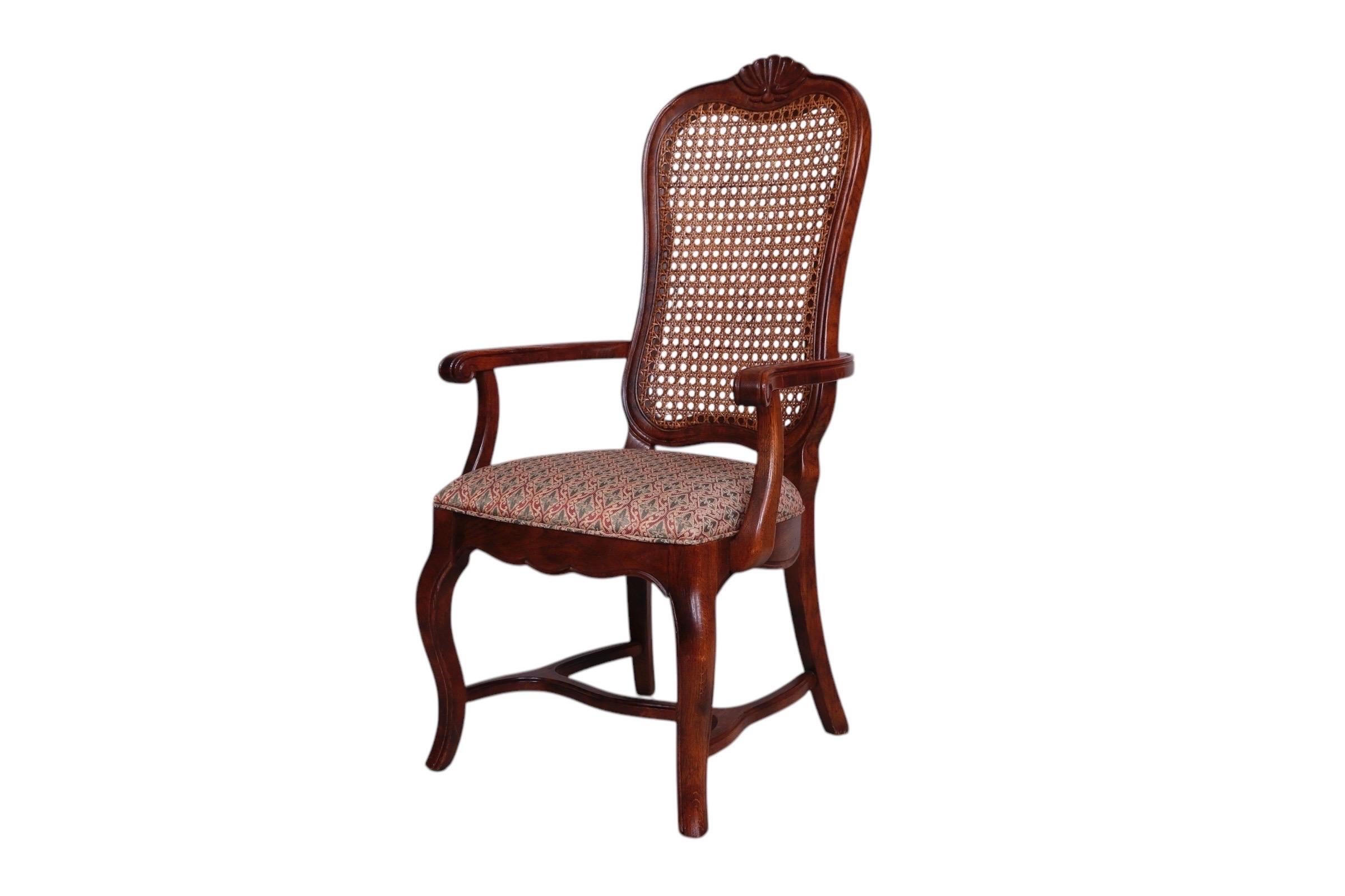 French Country Caned Dining Chairs - Set 6 In Good Condition For Sale In Bradenton, FL