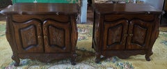 French Country Carved Dark Wood Nightstands Side End Tables- a Pair