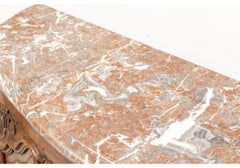 French Country Carved Oak Sideboard With Marble Top for Restoration