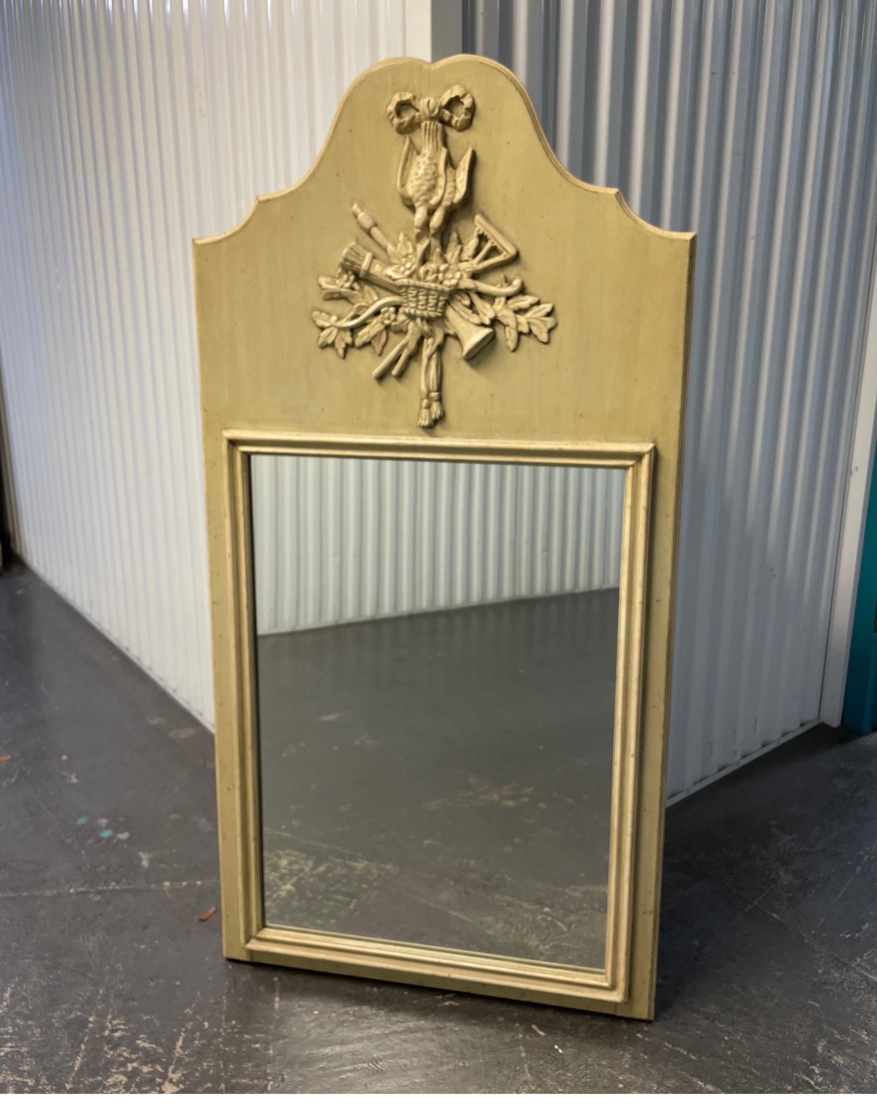 Carved & painted country French Trumeau mirror.