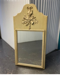 Vintage French Country Carved Wood Trumeau Mirror, Circa 1950s