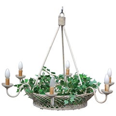French Country Chandelier with Basket, late 20th century