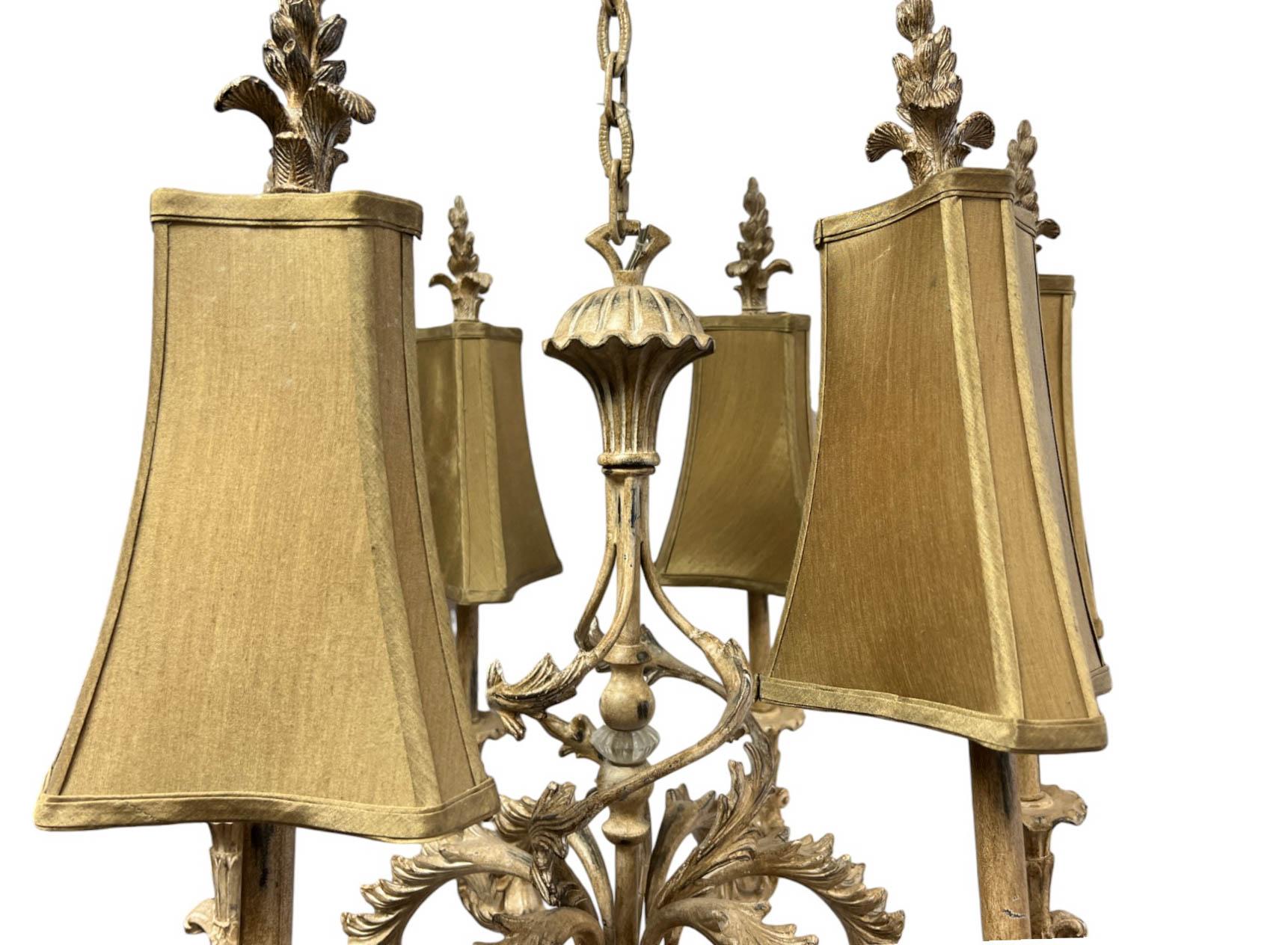 Métal Lustre à 6 bras de style château de campagne française en vente
