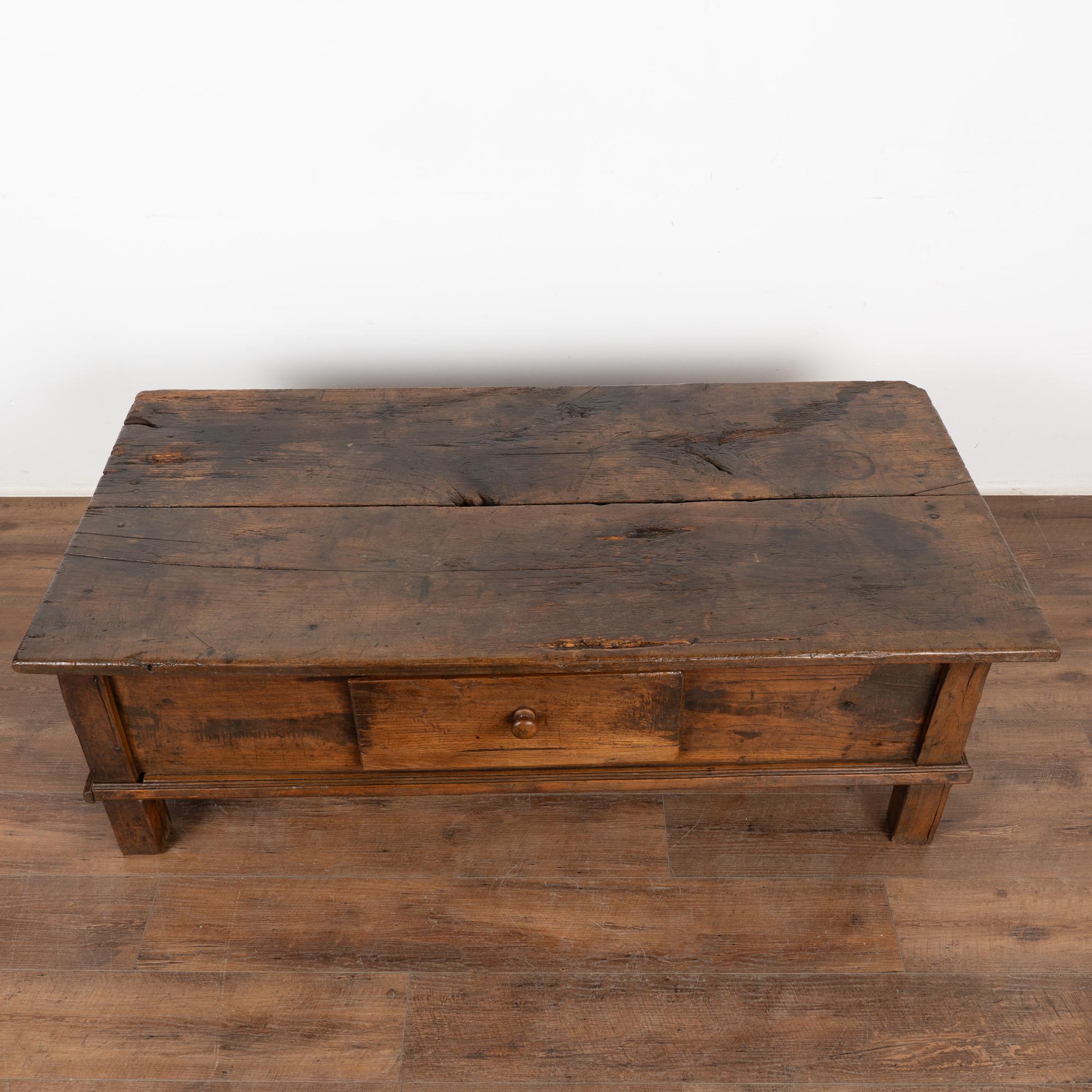 Chestnut French Country Coffee Table with One Drawer, circa 1820-40