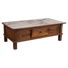 French Country Coffee Table with One Drawer, circa 1820-40