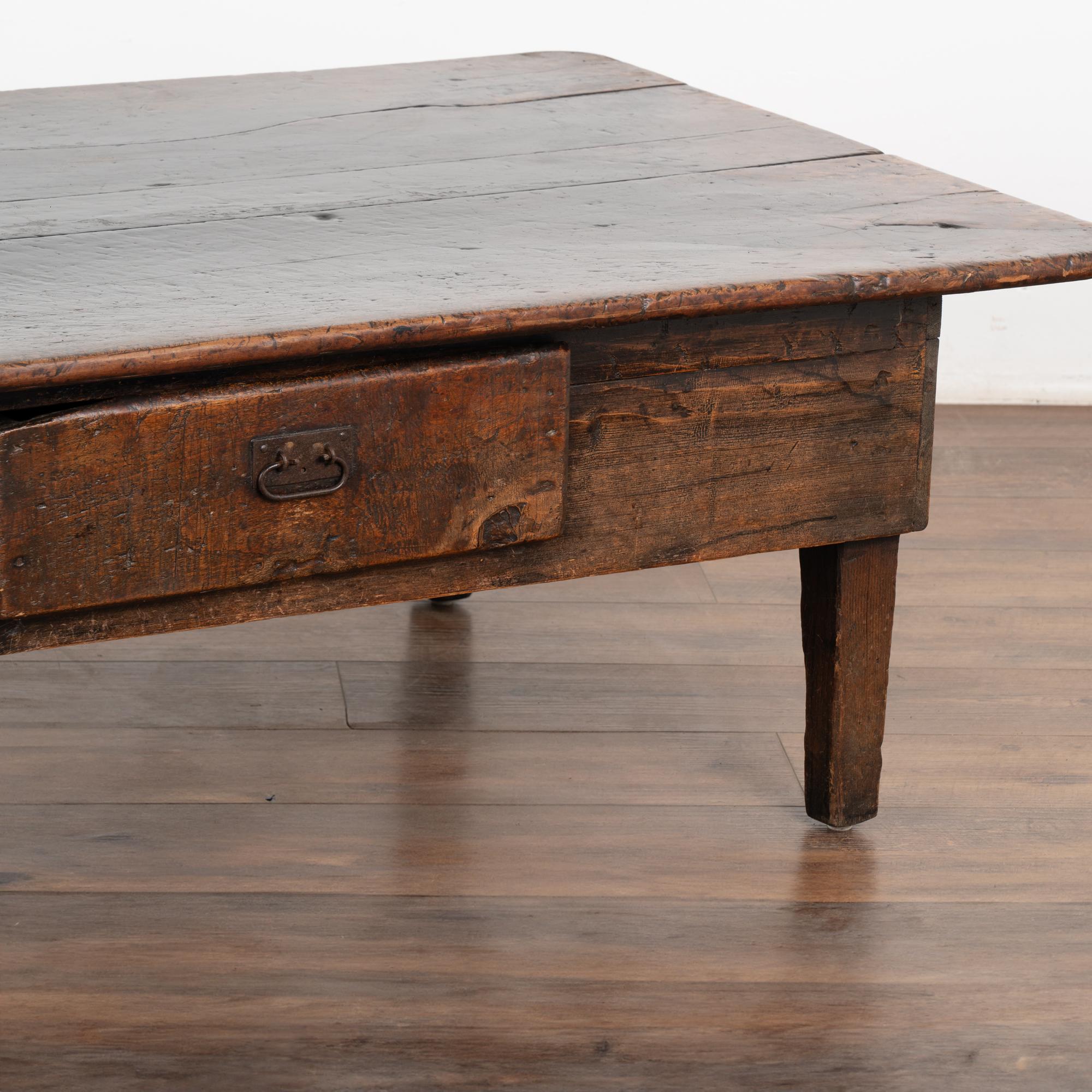 Chestnut French Country Coffee Table With Single Drawer, Circa 1800-40