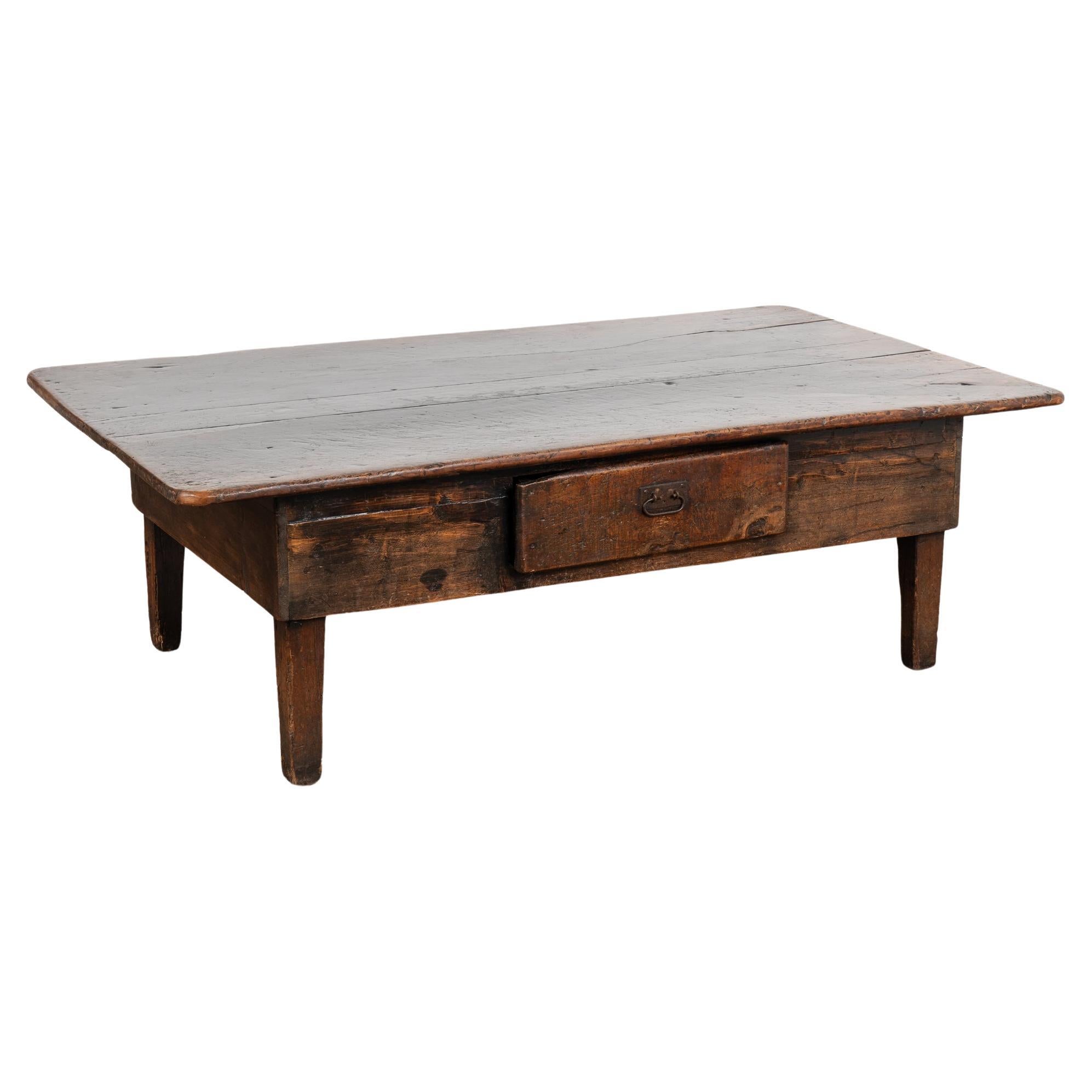French Country Coffee Table With Single Drawer, Circa 1800-40
