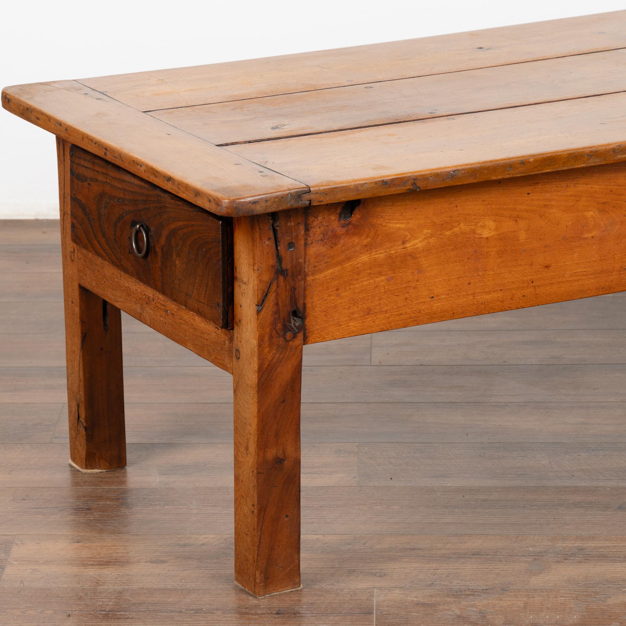 Wood French Country Coffee Table with Two Drawers, circa 1820-40 For Sale