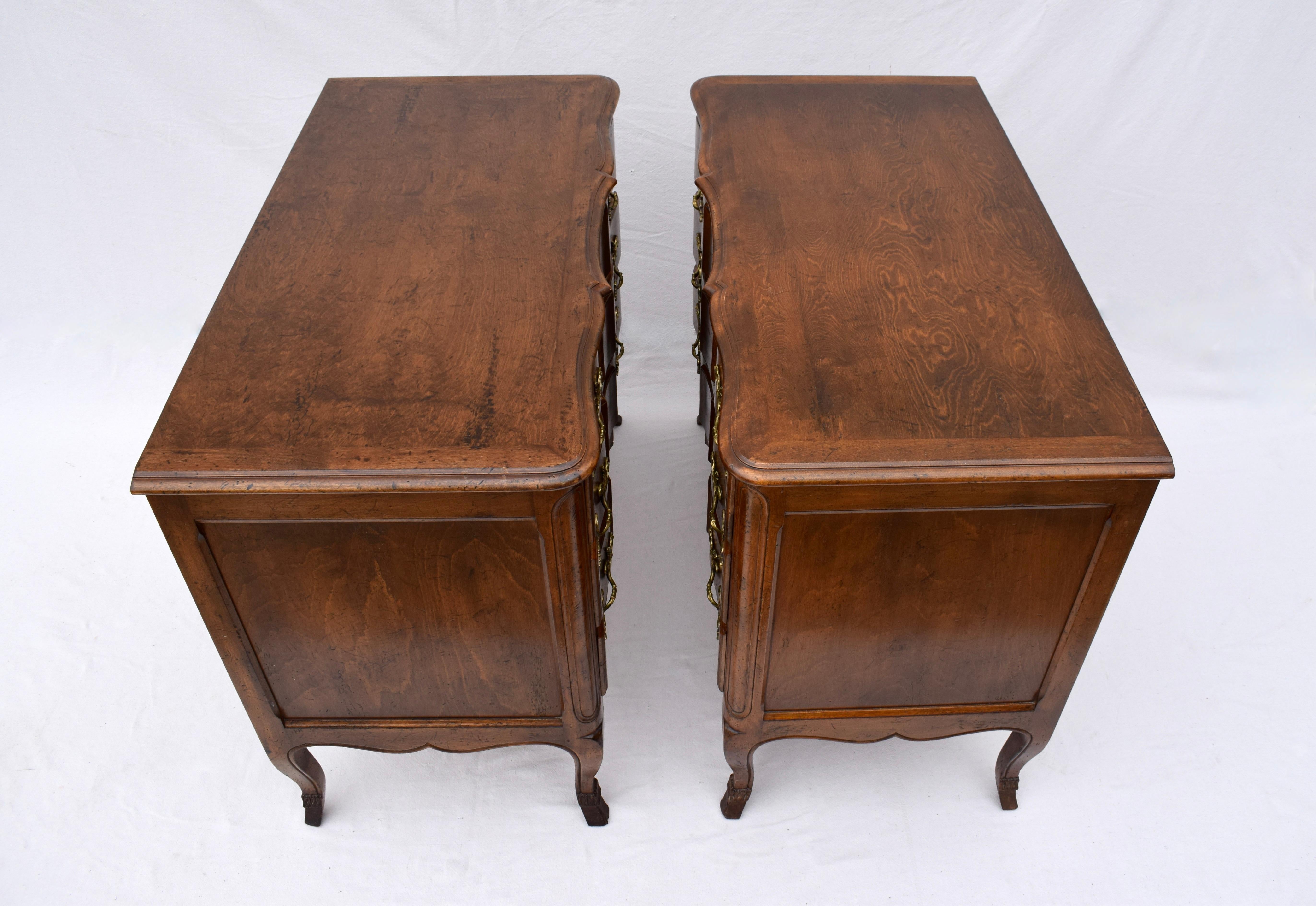 Brass French Country Commodes- Matching Pair For Sale