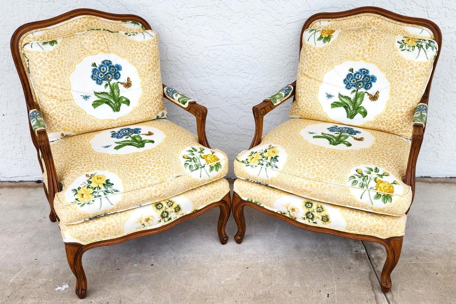 French Provincial French Country Cottage Armchairs by HEIRLOOM