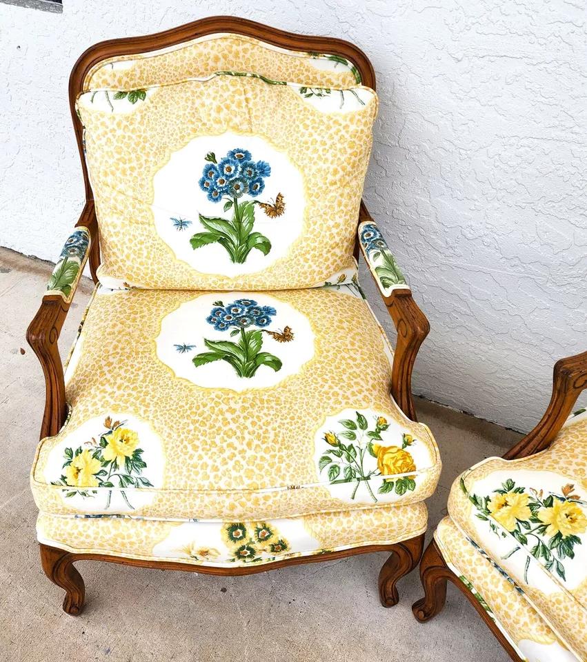 Cotton French Country Cottage Armchairs by HEIRLOOM
