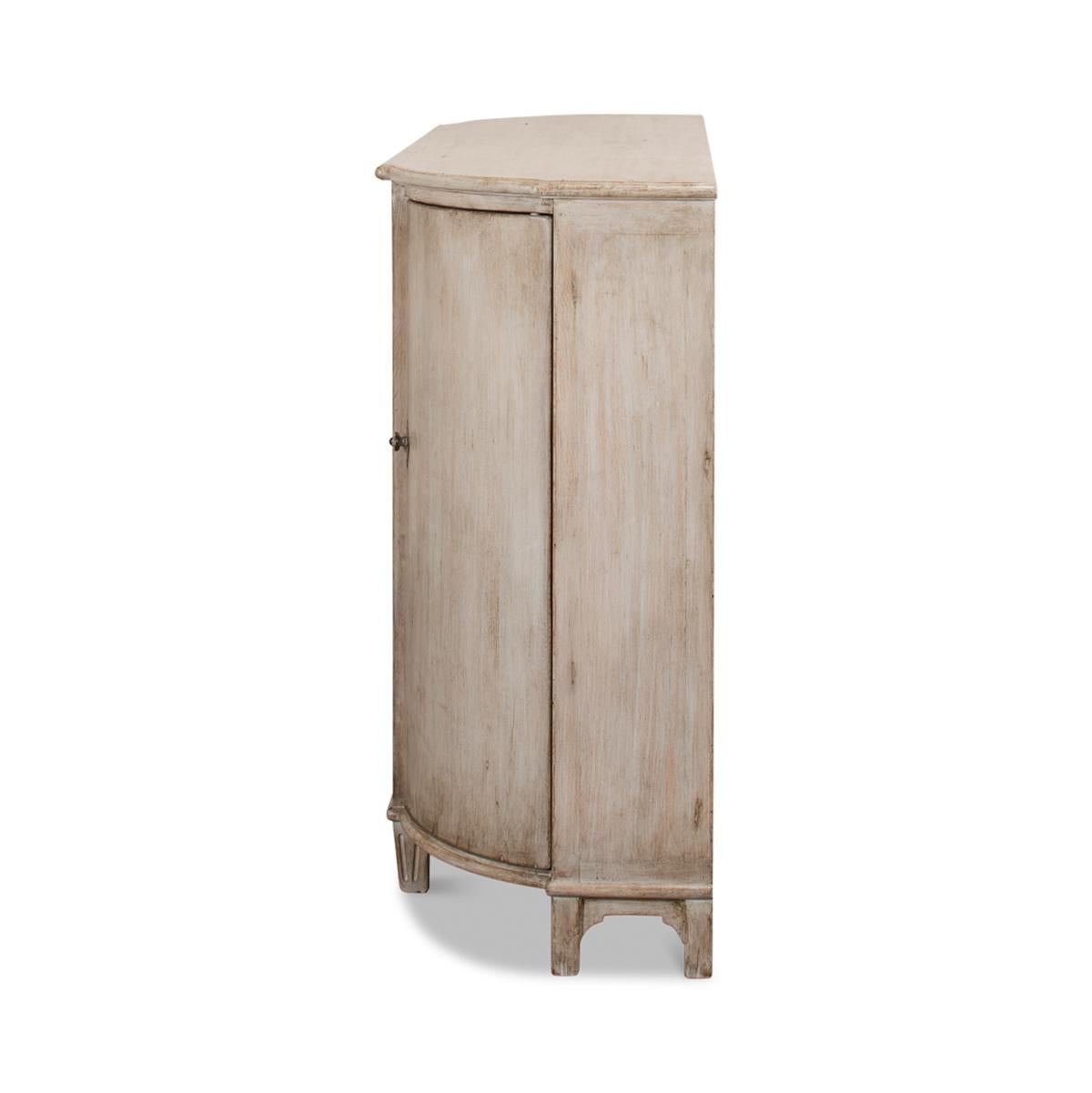 Contemporary French Country Demilune Cabinet, Stone Grey For Sale