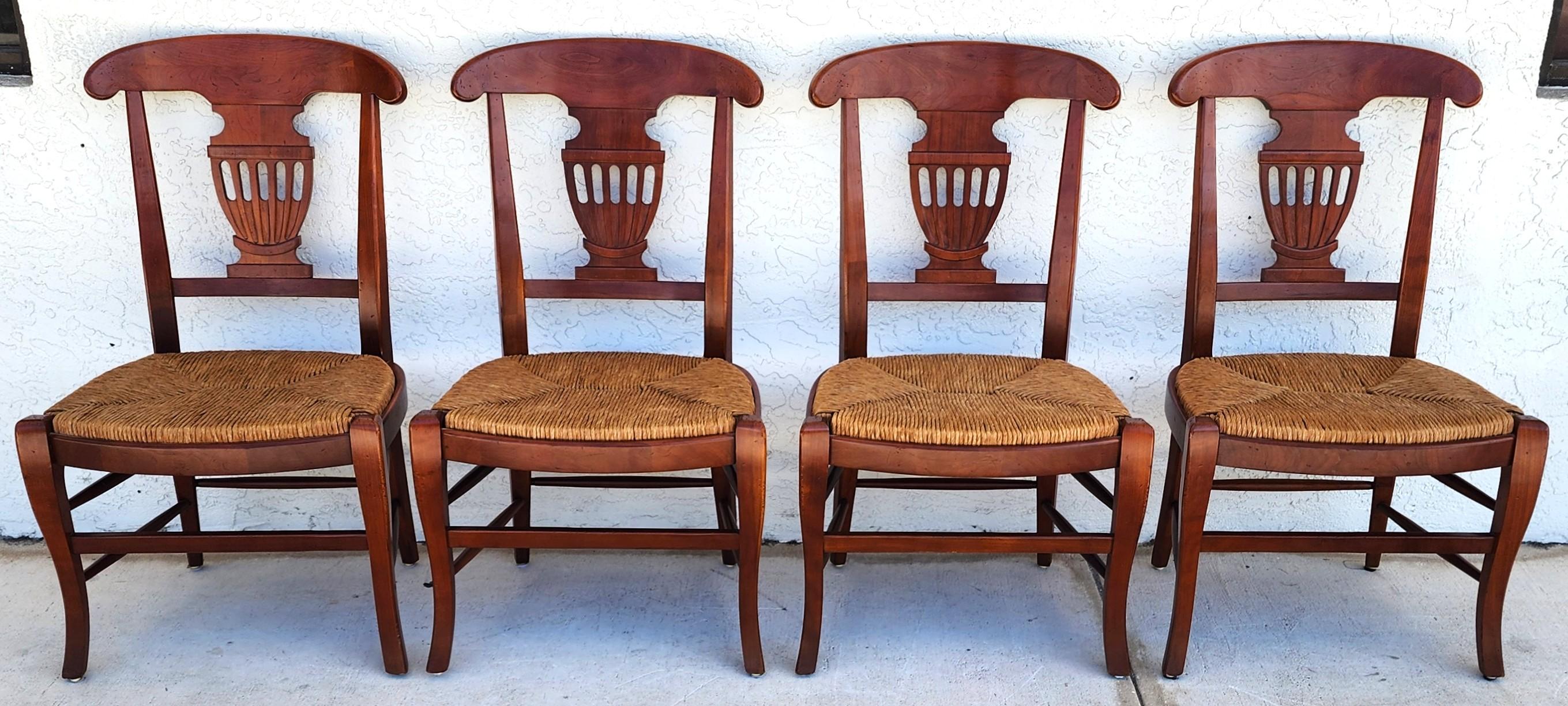 Jonc Chaises de salle à manger de style campagne française par HICKORY CHAIR CO Ensemble de 4 en vente