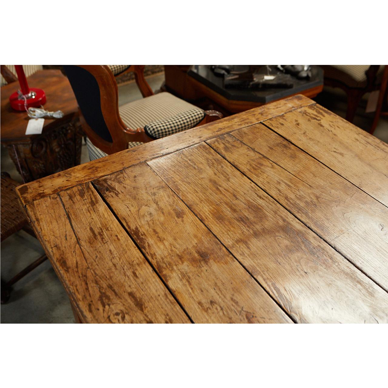 Rustic French Country Dining Table with Pull Out Leaves For Sale