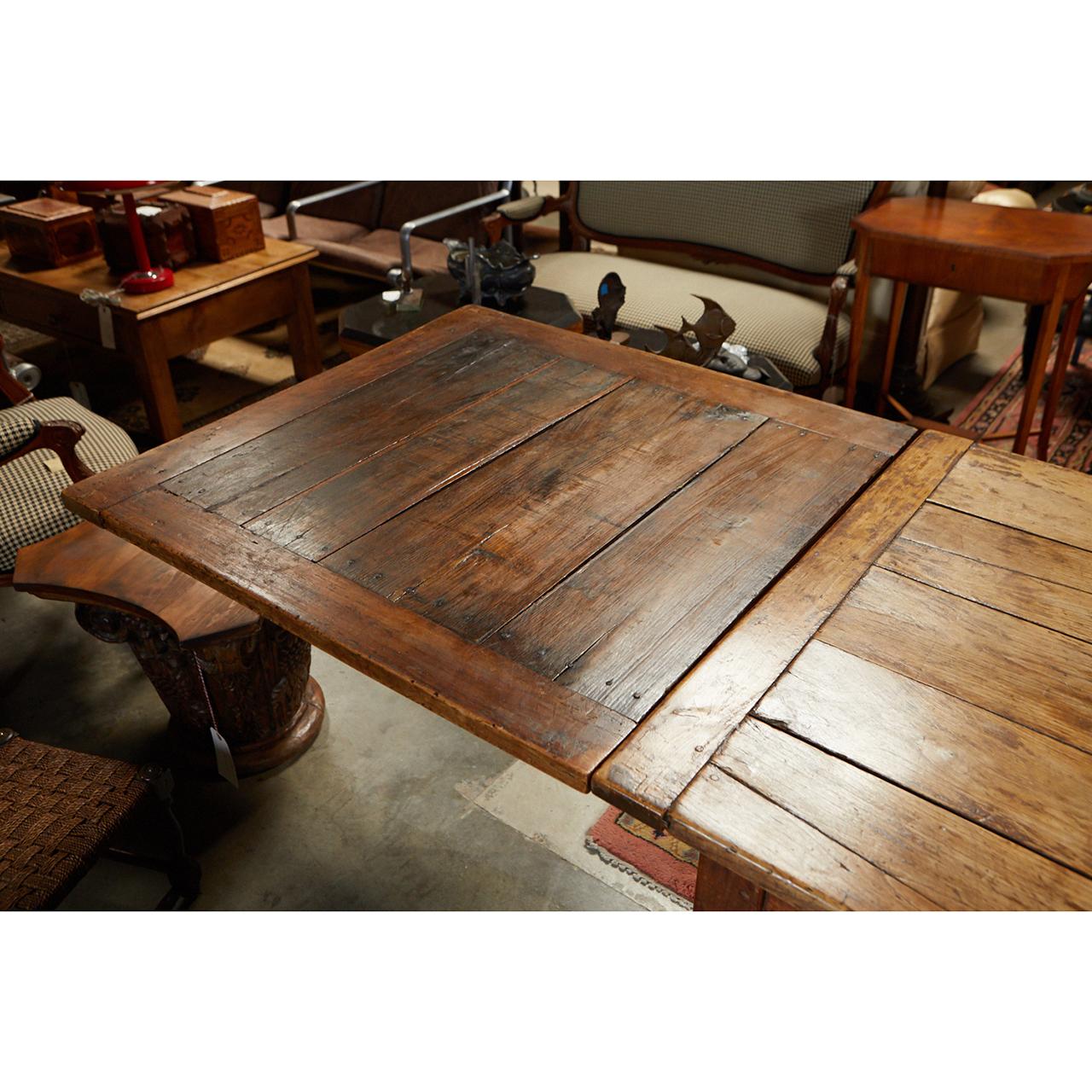 Fruitwood French Country Dining Table with Pull Out Leaves For Sale