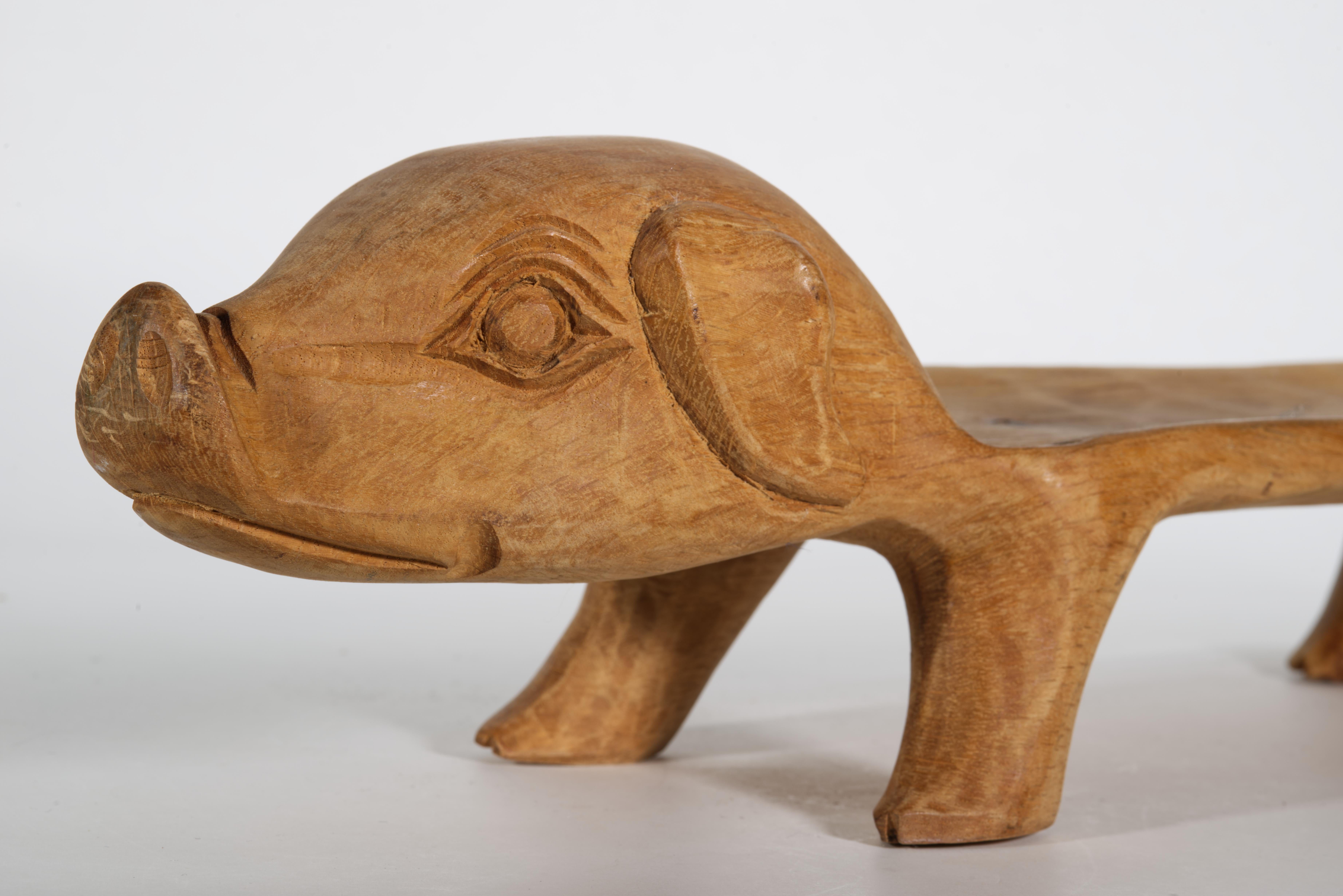Französisch Land Servierplatte geschnitzt Eiche Schwein Skulptur im Angebot 6