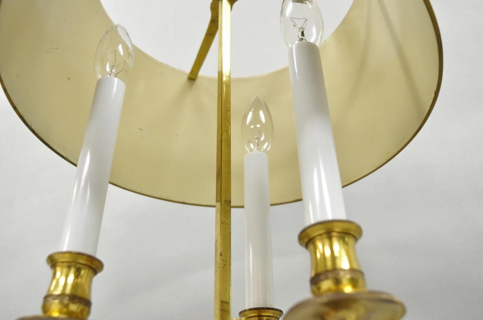 Französisches Land Empire Messing Trompete Arm Rot Tole Schatten Bouillotte Schreibtischlampe im Angebot 6