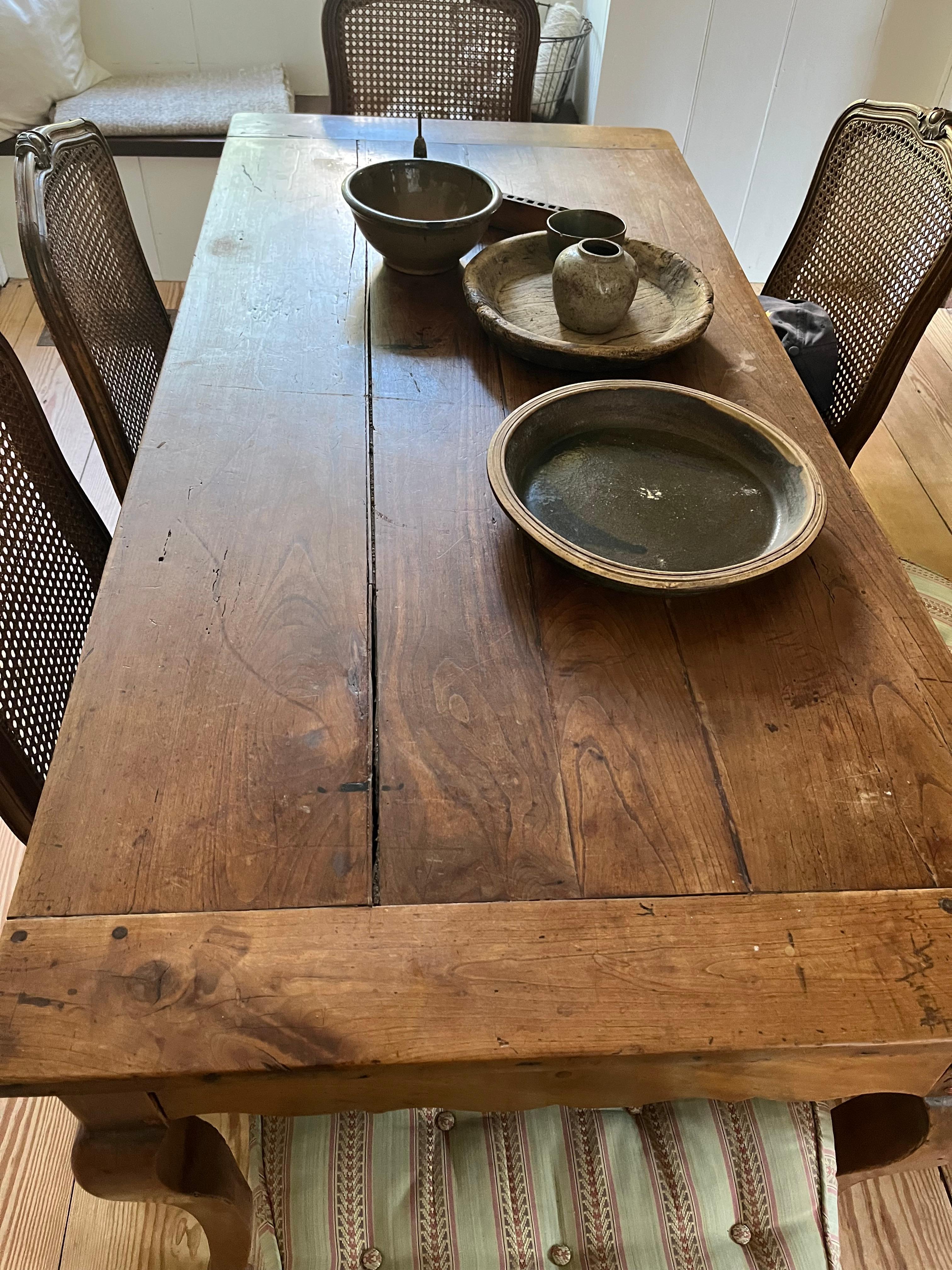 French Country Farm Table in Cherry For Sale 10