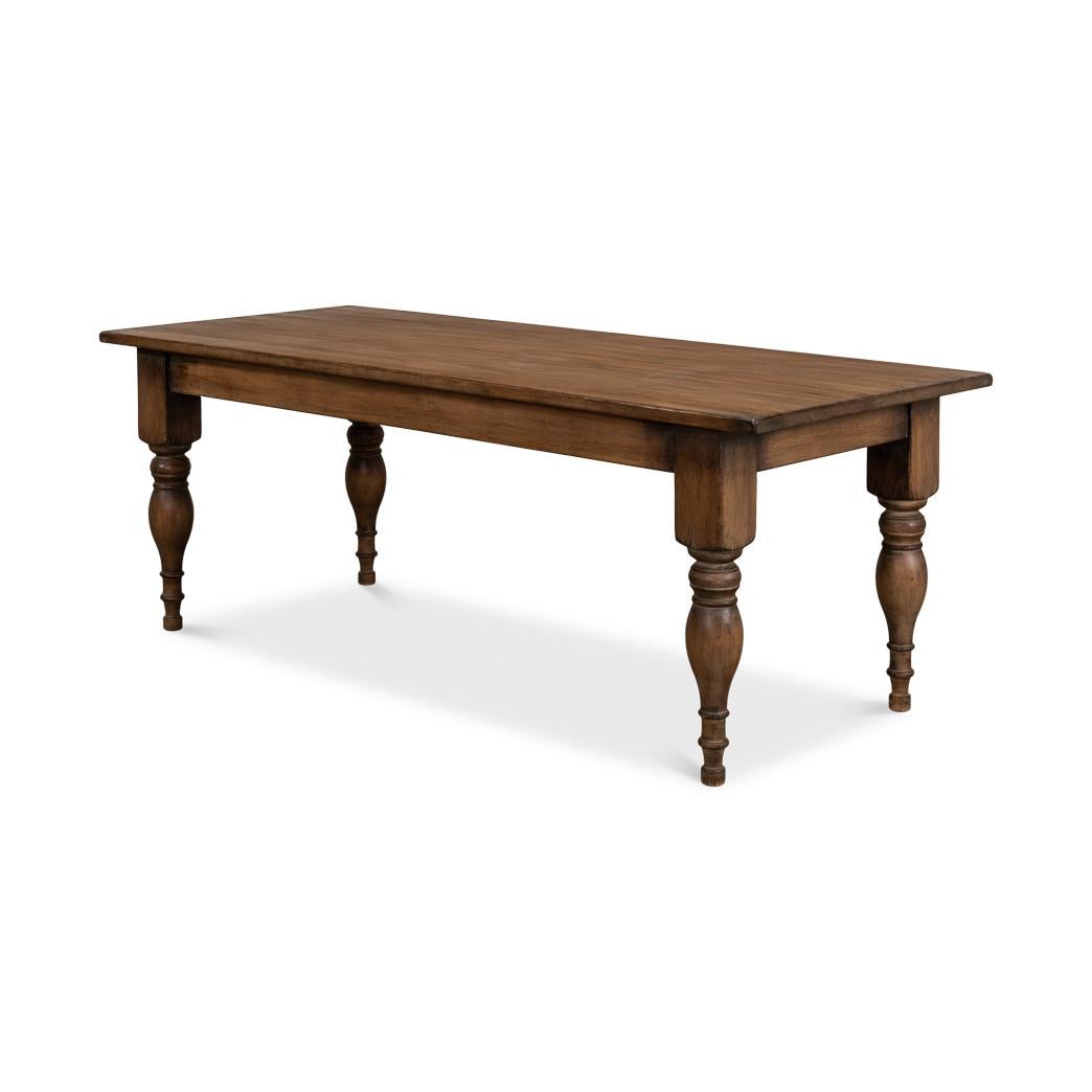 Asian French Country Farmhouse Dining Table For Sale