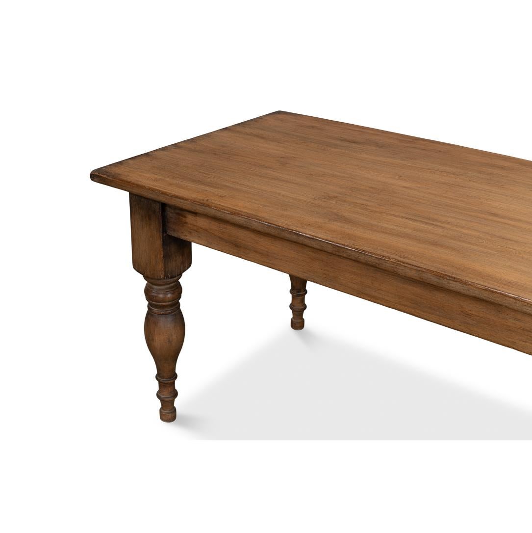 Wood French Country Farmhouse Dining Table For Sale