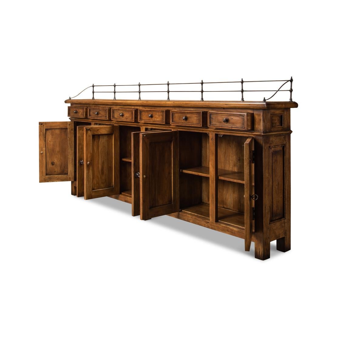 French Provincial French Country Fruitwood Buffet Sideboard For Sale
