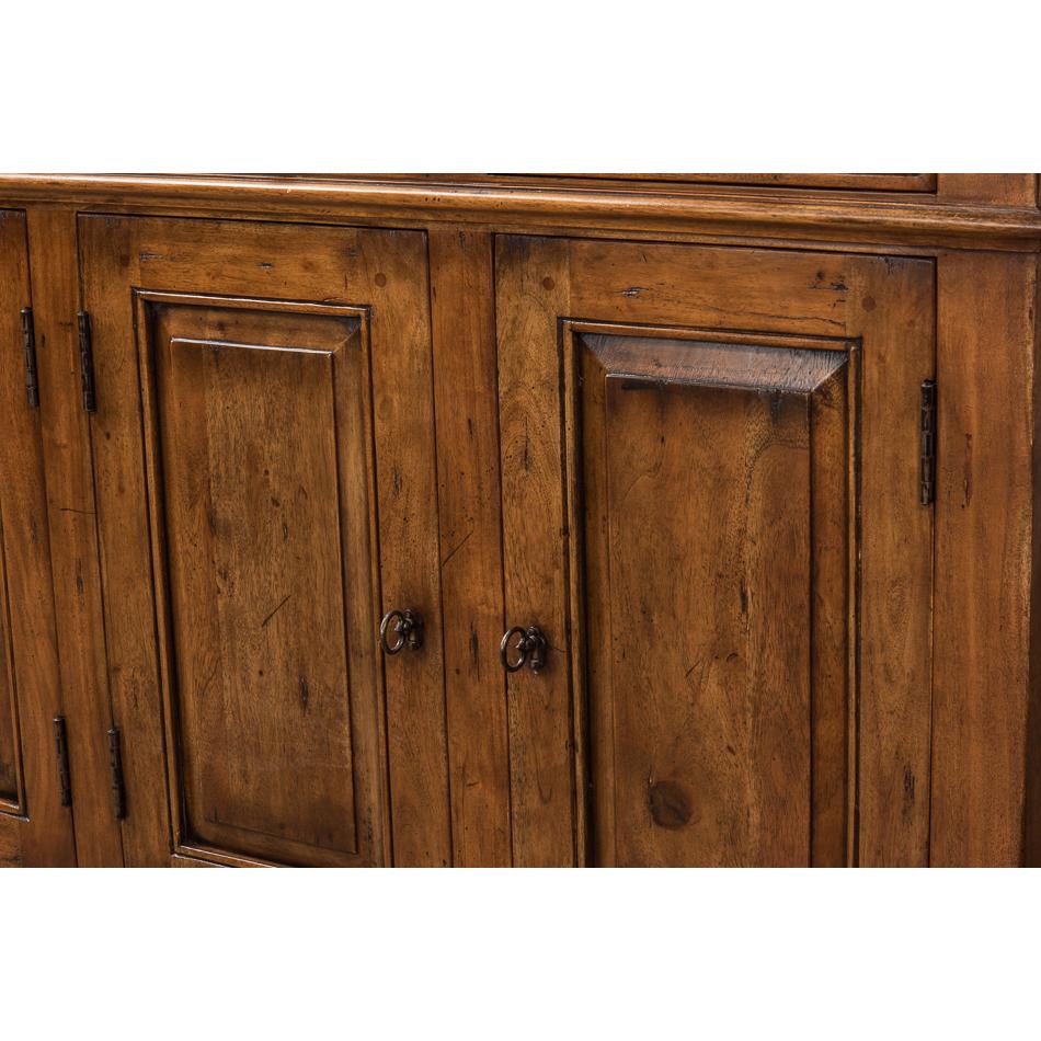 Asian French Country Fruitwood Buffet Sideboard For Sale