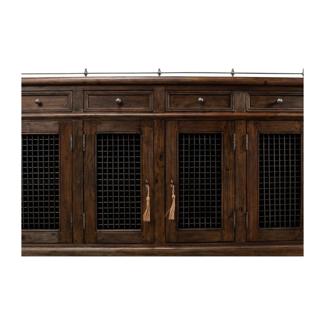 Wood French Country Grill Door Buffet For Sale