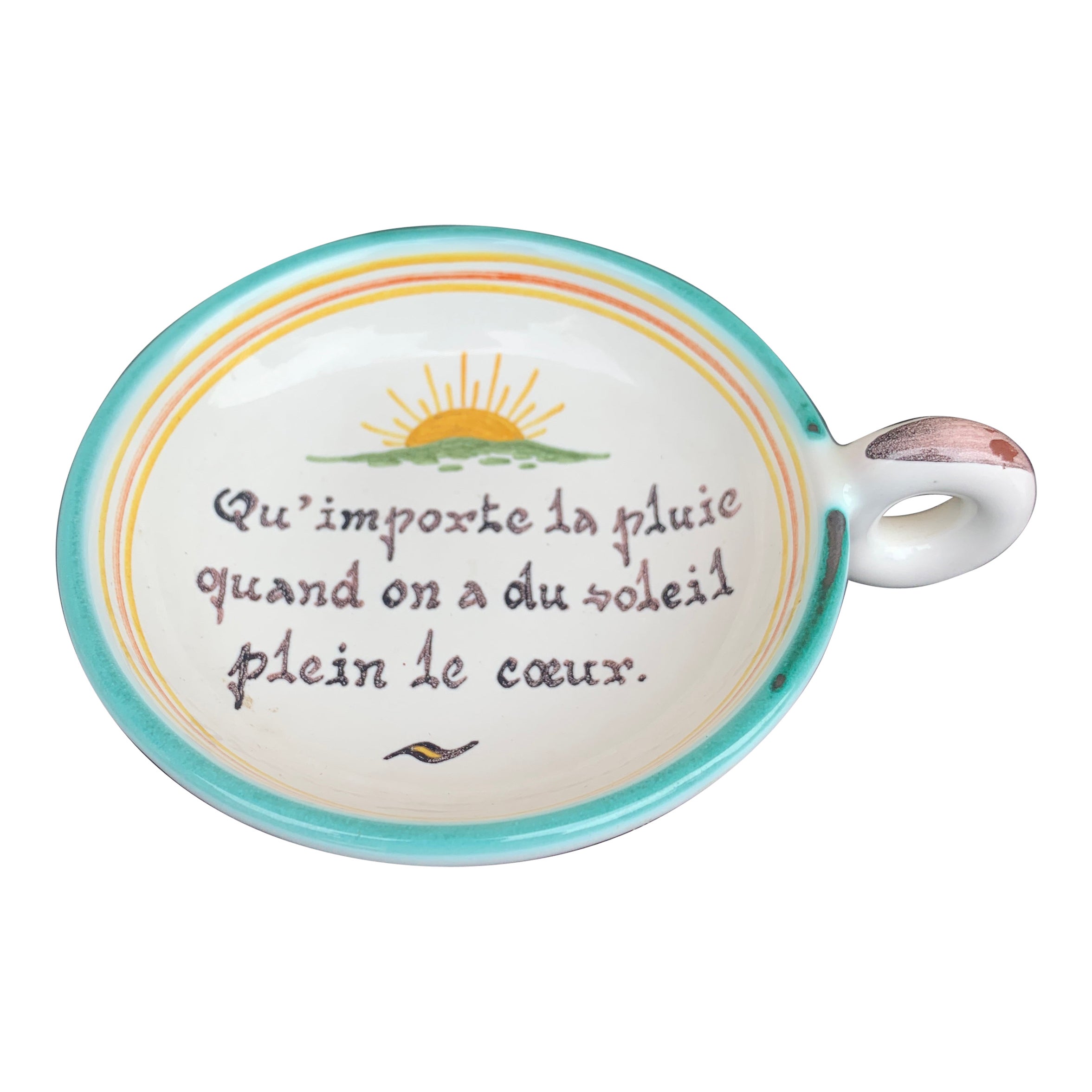 French Country Hand Painted Faiance de Nevers Catchall Dish For Sale