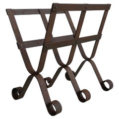 French Country House Wrought Iron and Metal Log Holder 1920's