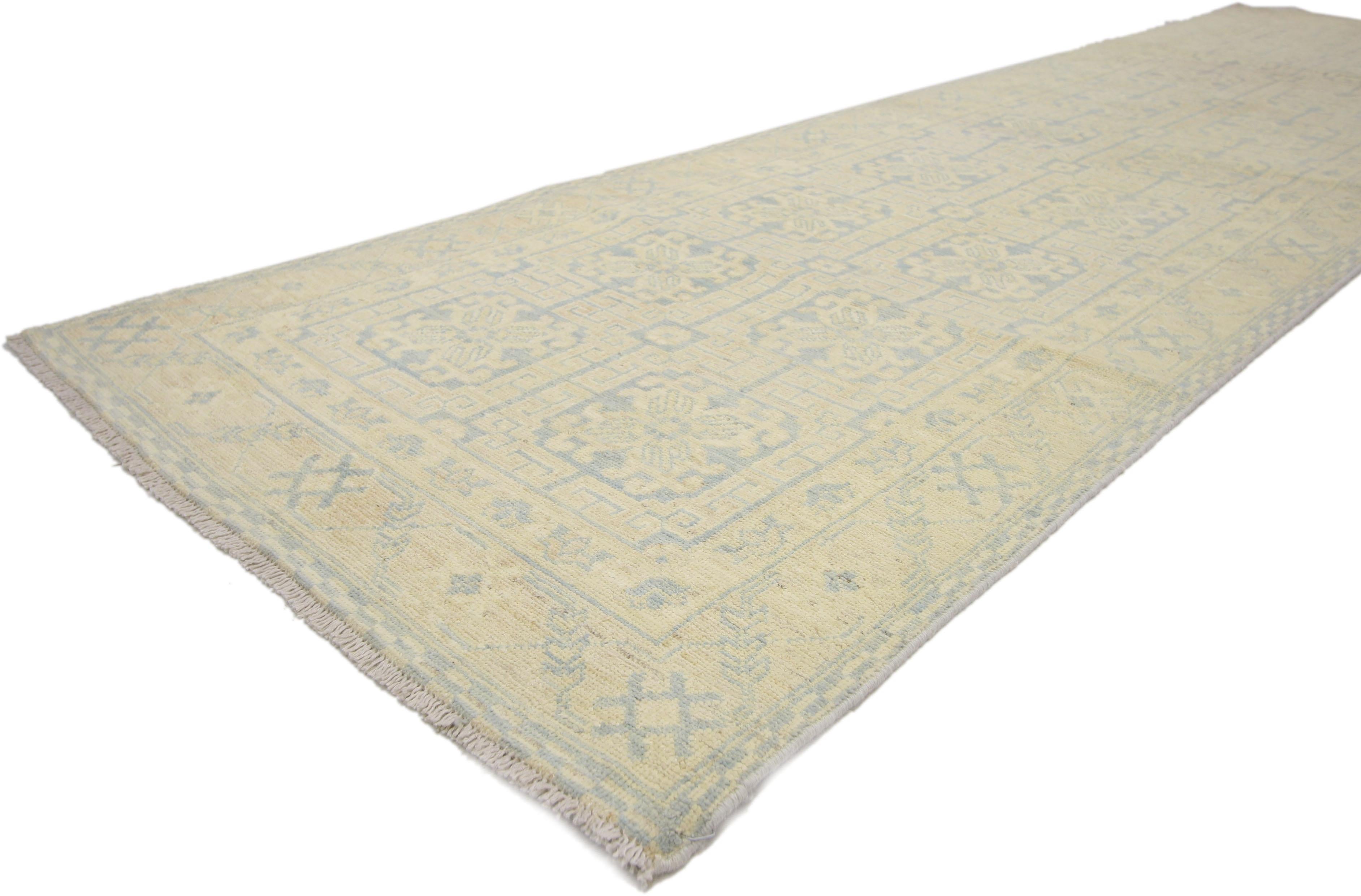 French Provincial French Country Khotan Style Runner, Farmhouse Hallway Runner