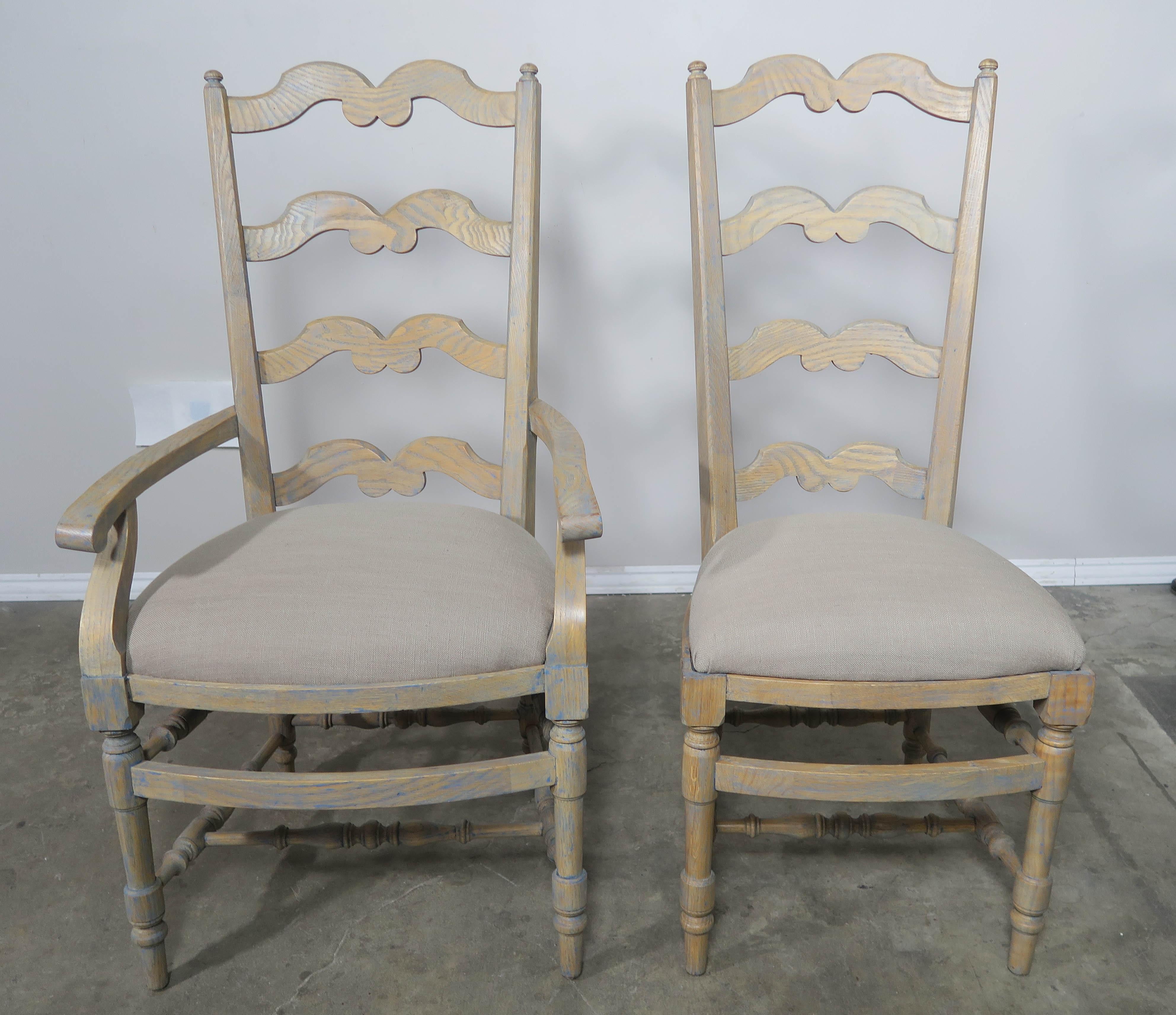 French Country Ladder Back Painted Dining Chairs, Set of 8 5
