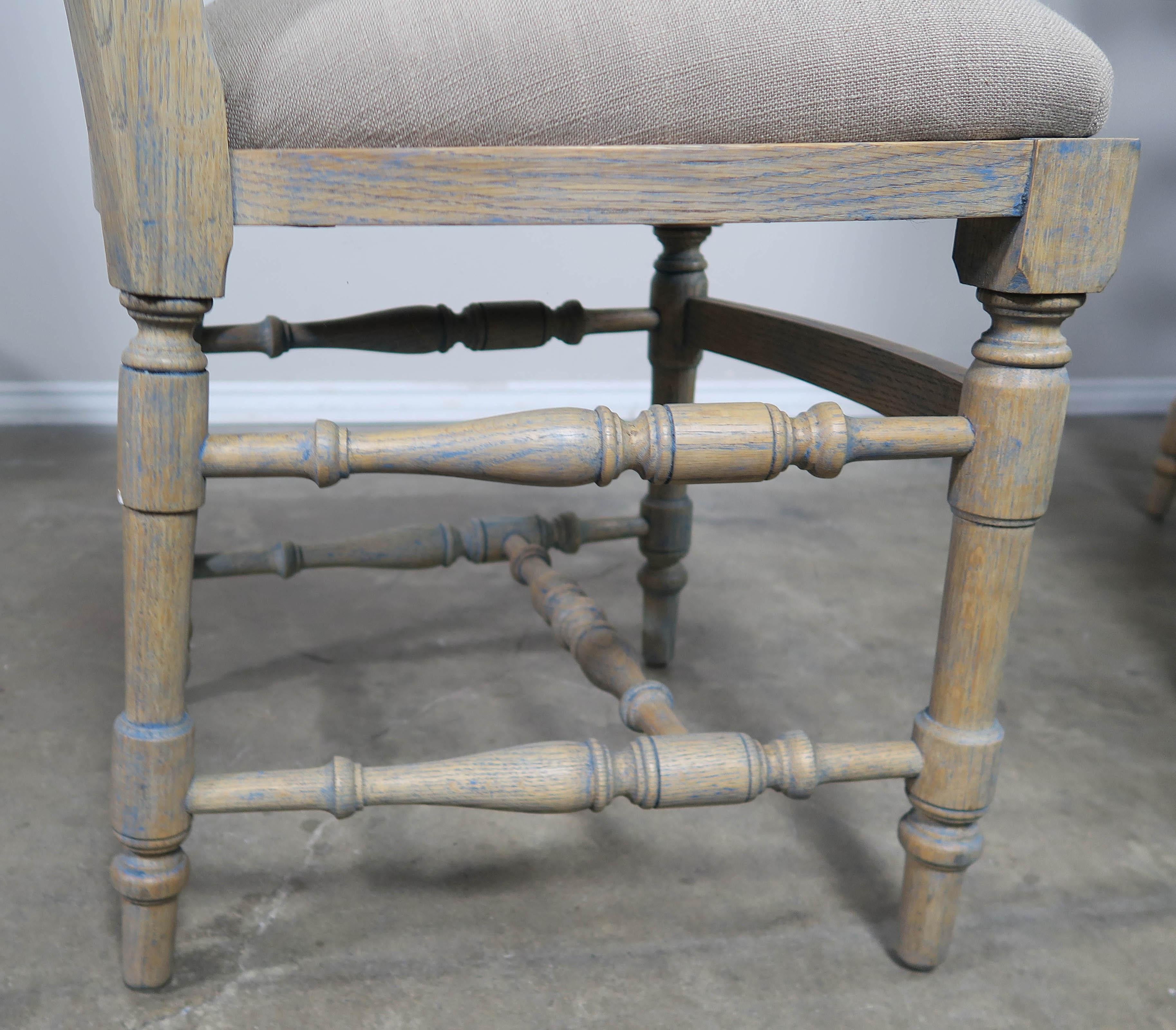French Country Ladder Back Painted Dining Chairs, Set of 8 In Distressed Condition In Los Angeles, CA
