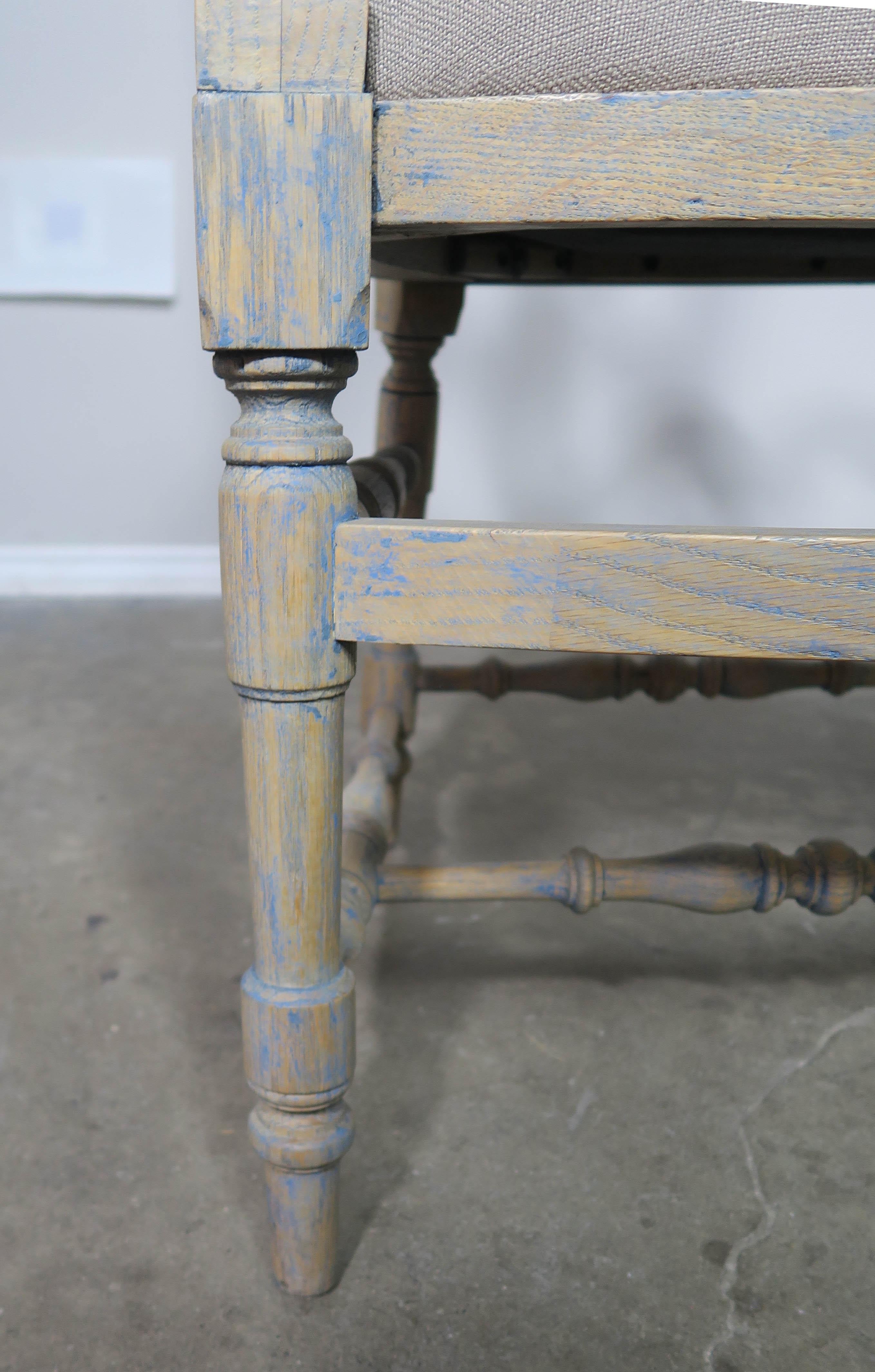 Mid-20th Century French Country Ladder Back Painted Dining Chairs, Set of 8