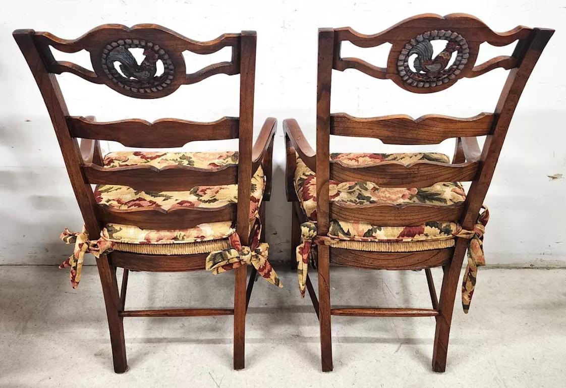 French Country Ladderback Chairs Rooster Medallions Rush Seats 4