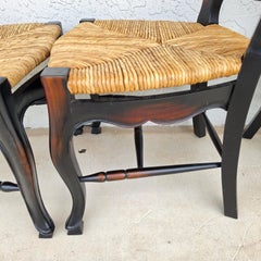 Sedie da pranzo French Country con schienale in giunco, set di 4 sedie