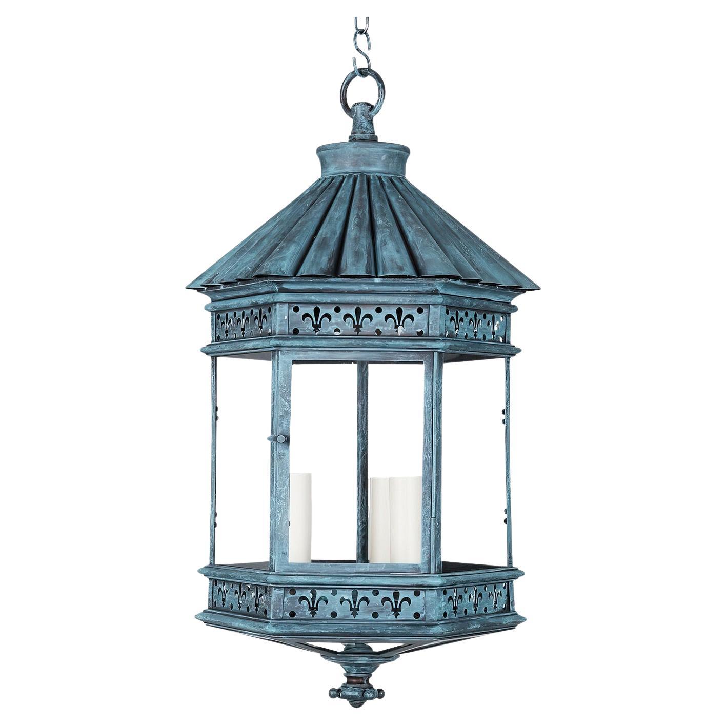 French Country Lantern - Verdigris Finish For Sale