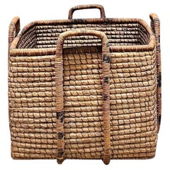 French Country Large Woven Basket with Handles