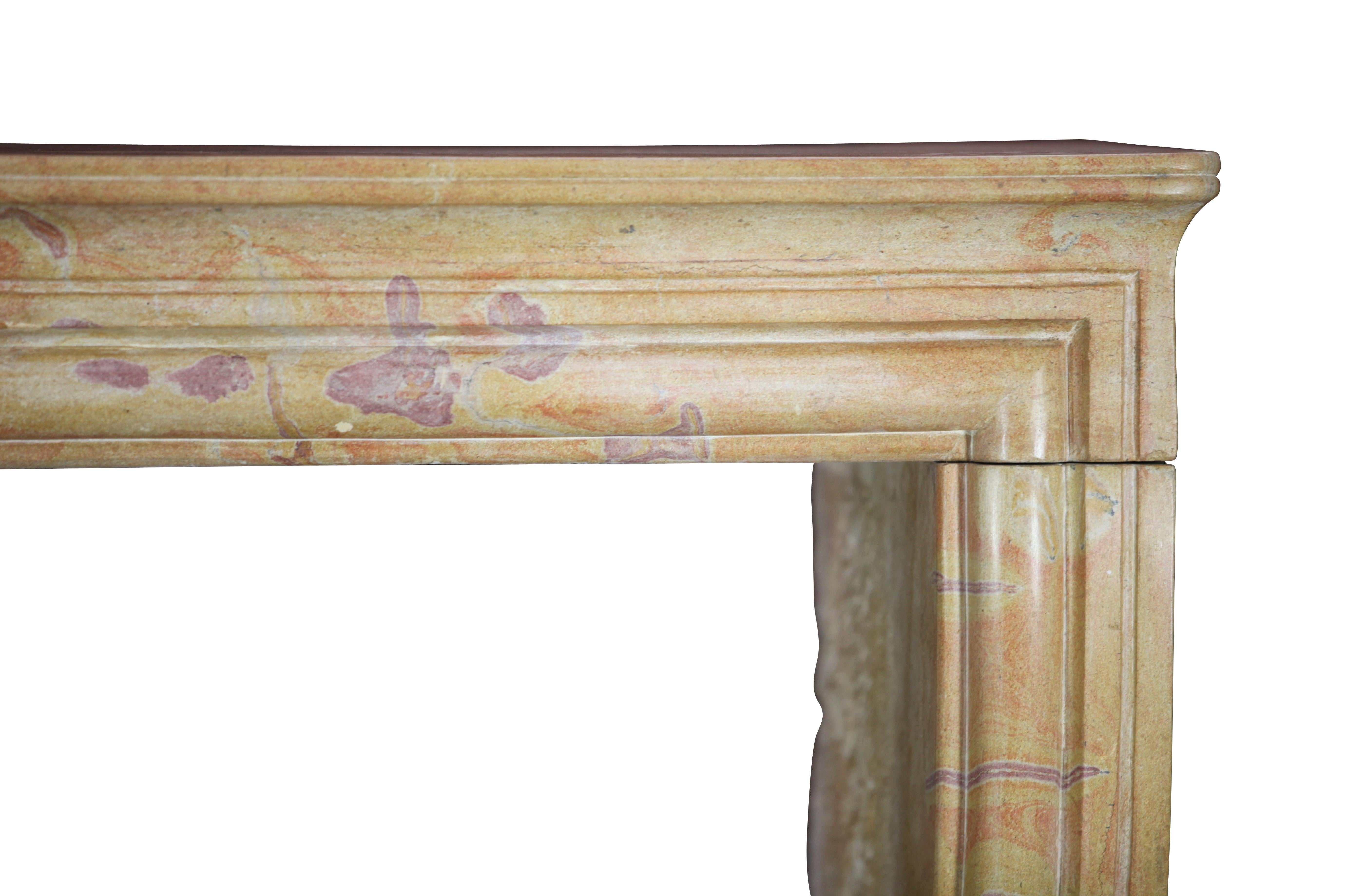 Louis XIV French Country Limestone Antique Fireplace Surround Color Created by Nature For Sale