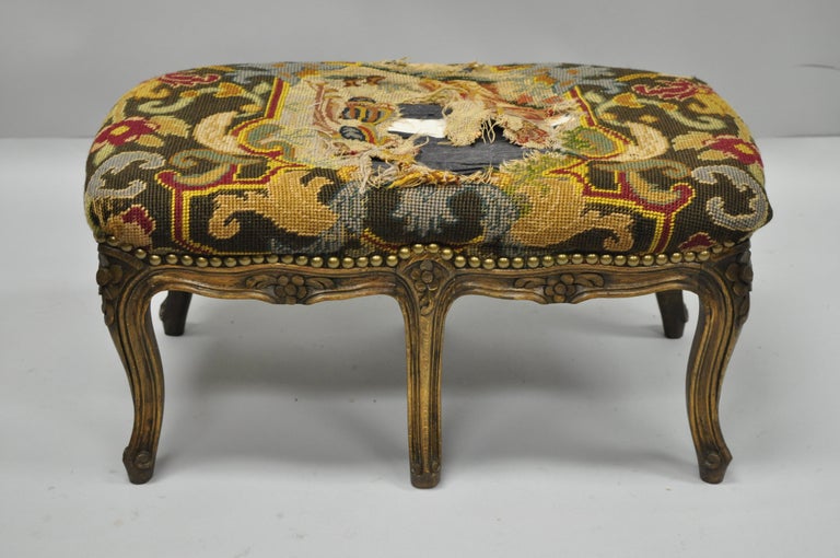French Country Louis XV Carved Walnut 6 Legged Small ...