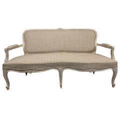 French Louis XV Settee with Grey Gingham 