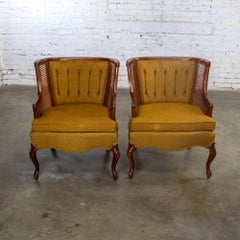 Pareja de sillas con respaldo de caña estilo País Francés Luis XV o Bergère de Fairfield