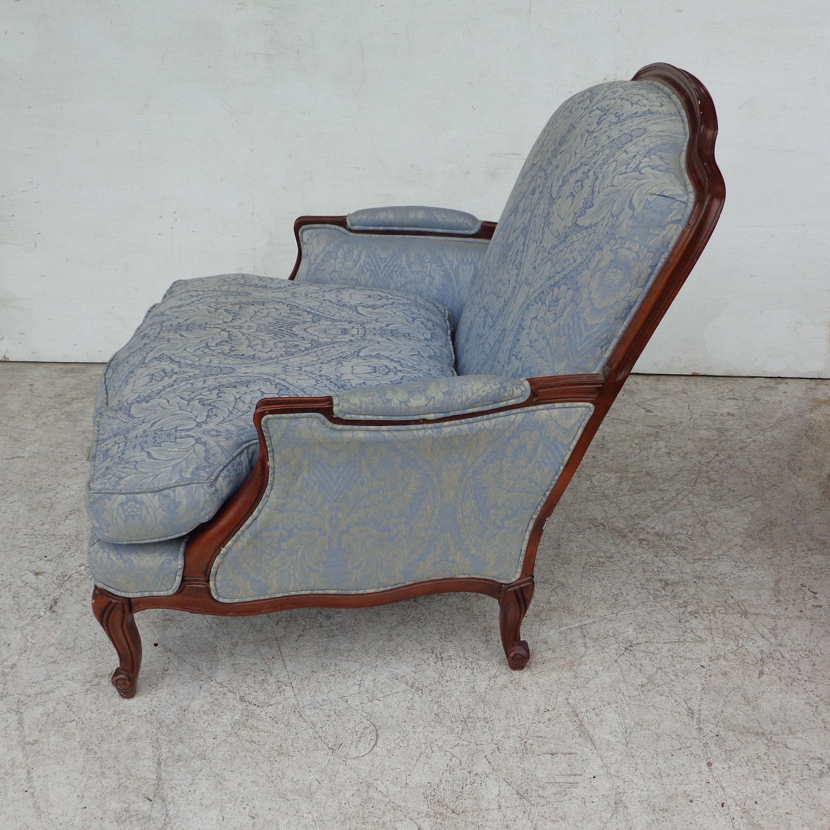 French Provincial French Country Louis XV Style Bergere Lounge Chair