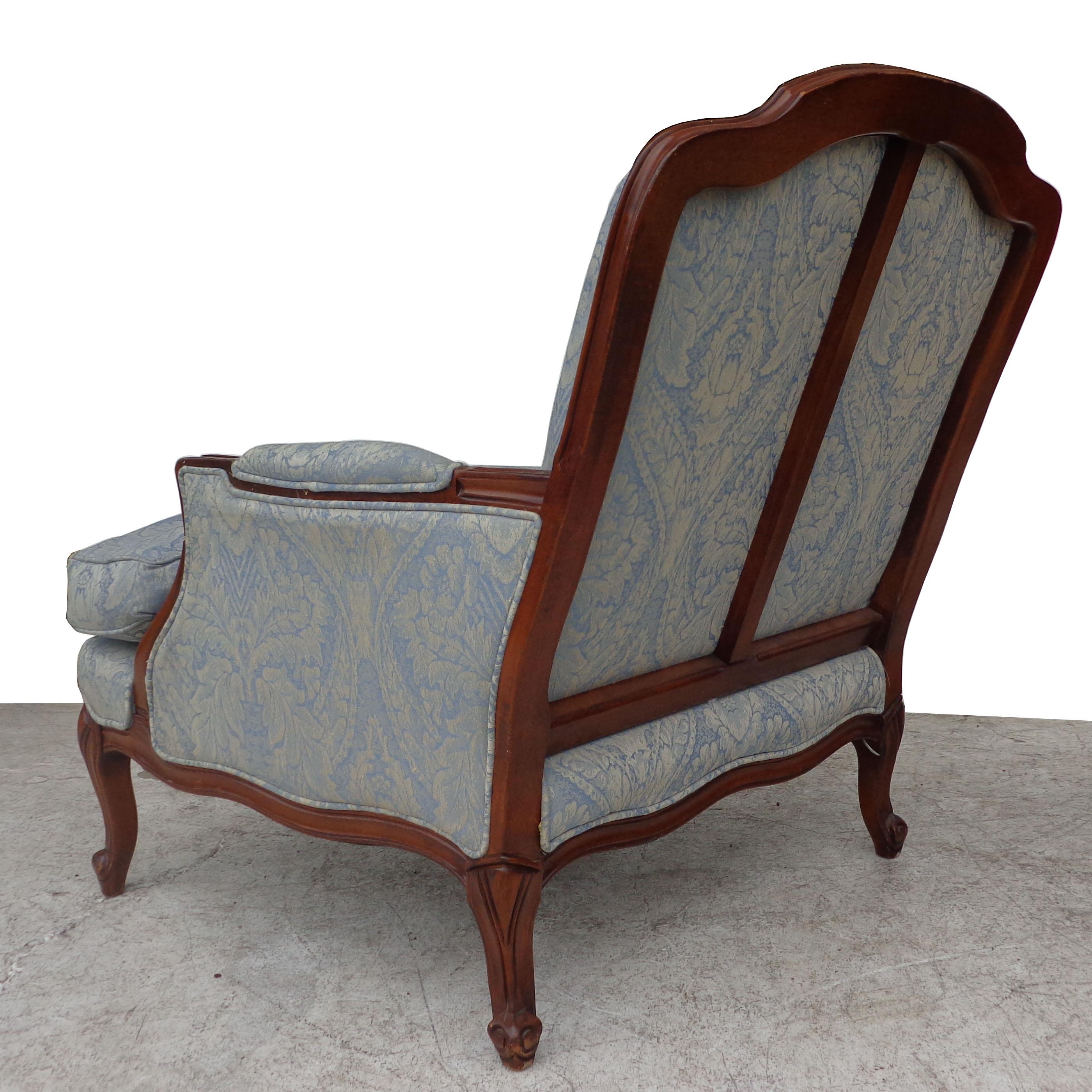 American French Country Louis XV Style Bergere Lounge Chair