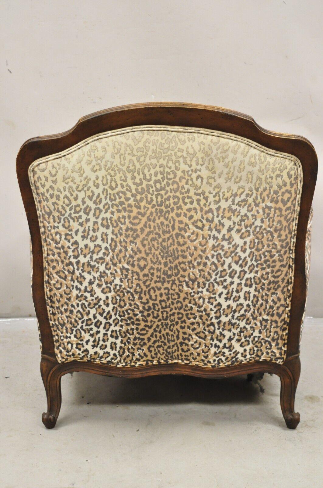 French Country Louis XV Style Cheetah Upholstered Bergere Club Lounge Chair 4