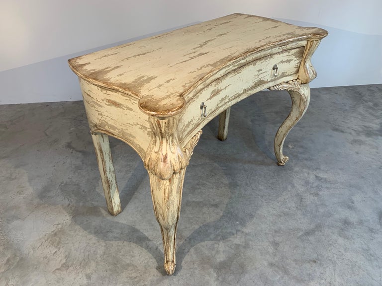 French Country Louis XV Style Distressed Console or Entryway Table at