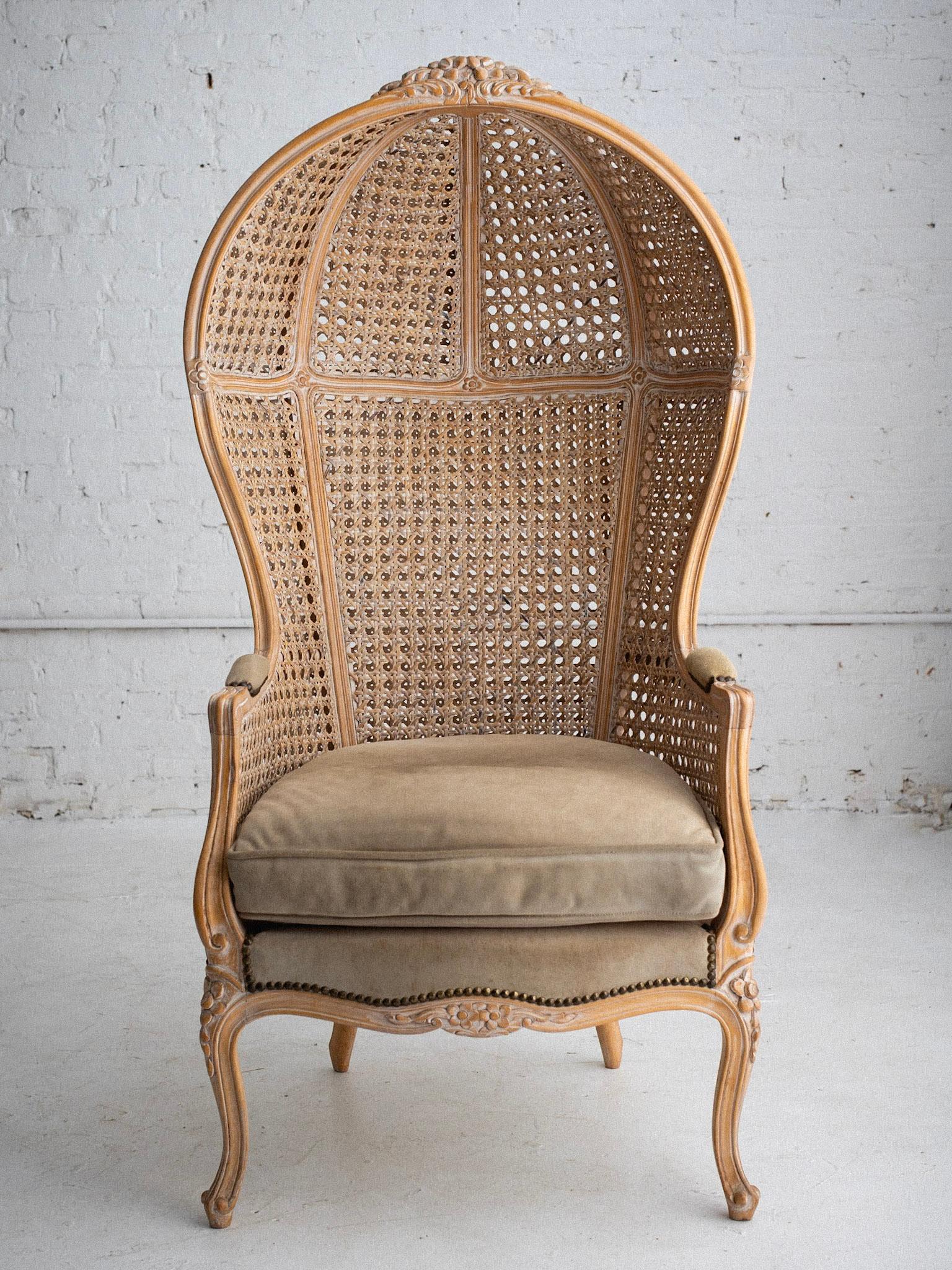 French Country Louis XV Style Double Cane Canopy Porter Chair For Sale 6